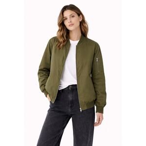 Bernardo Women's Army Green Bomber Jacket L Military Casual Menswear Lightweight